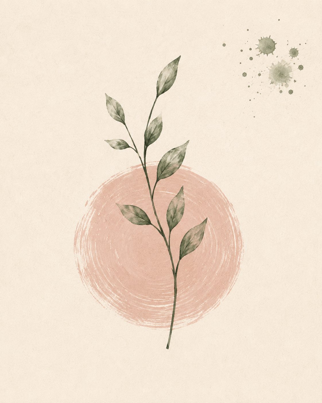 Botanical illustration with blush brush accent