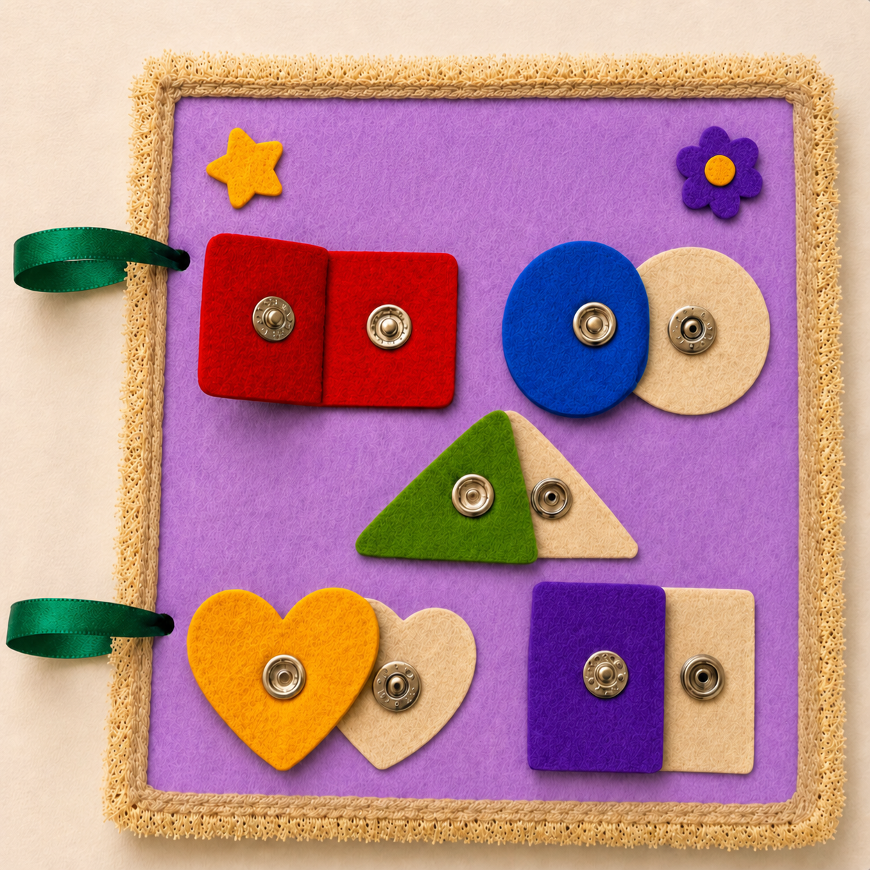 Felt snap fastener shape activity page