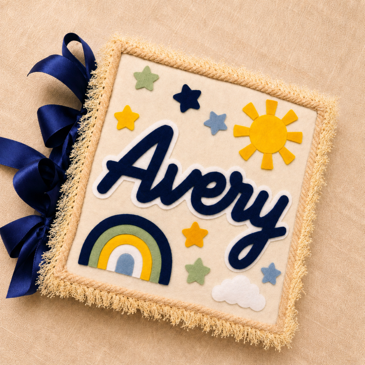 Personalised Avery felt quiet book cover